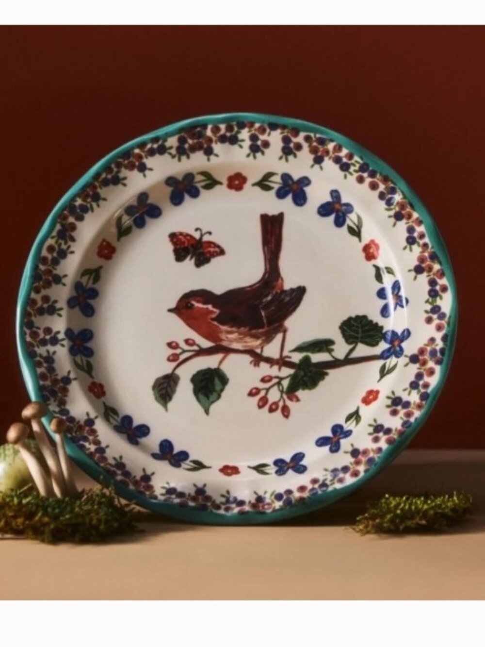 Anthropologie Nathalie Lete Dessert Plate – Woodland Friends - Bird - NEW